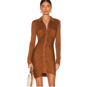 L*Space Rust Metallic Button-Up Mini Dress – Size M